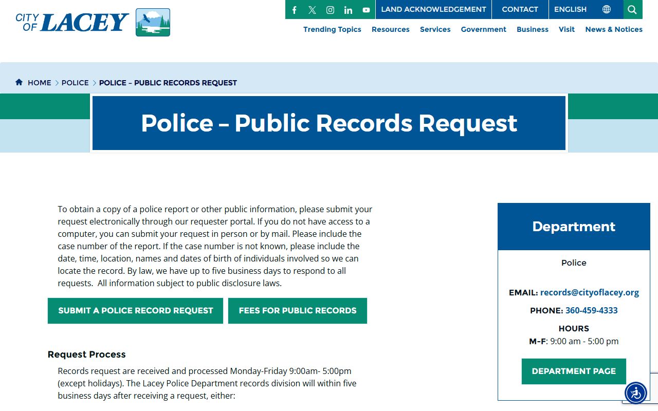 Lacey Released Inmates public records