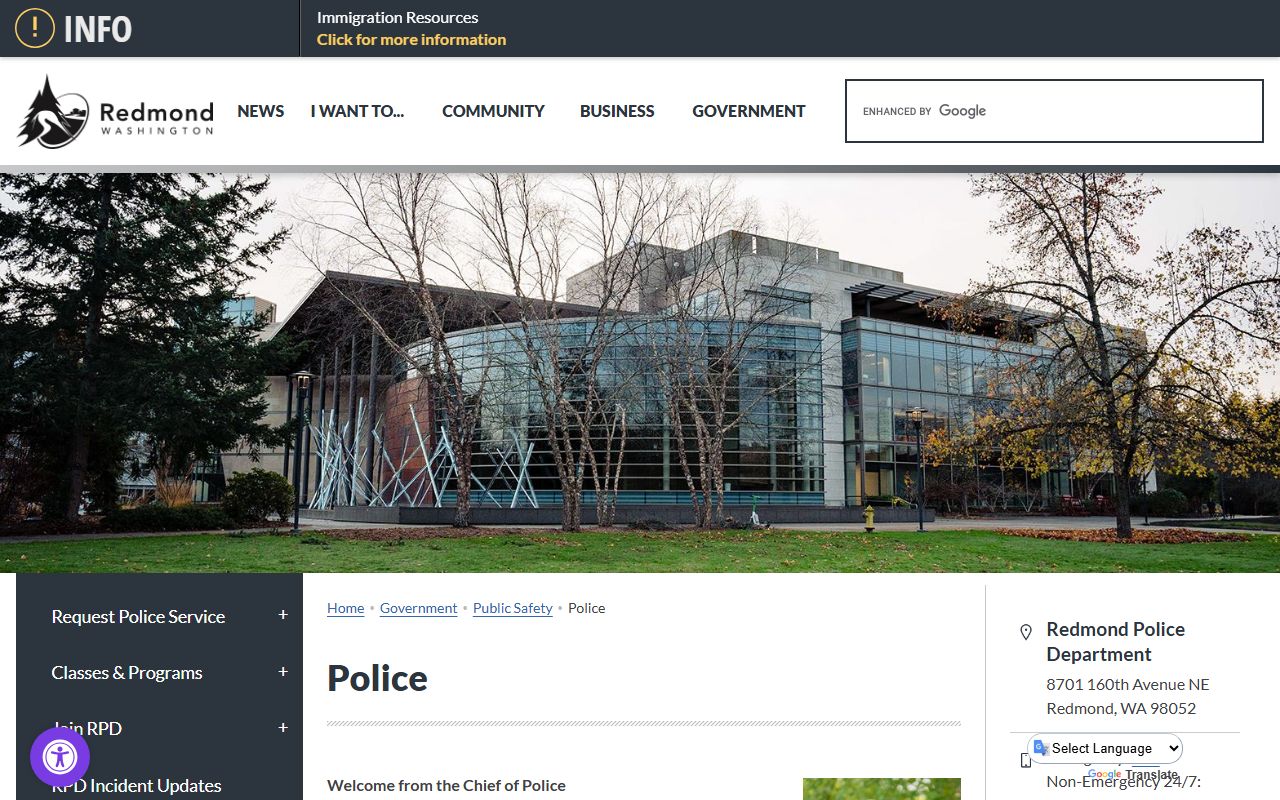 Redmond Released Inmates police department page
