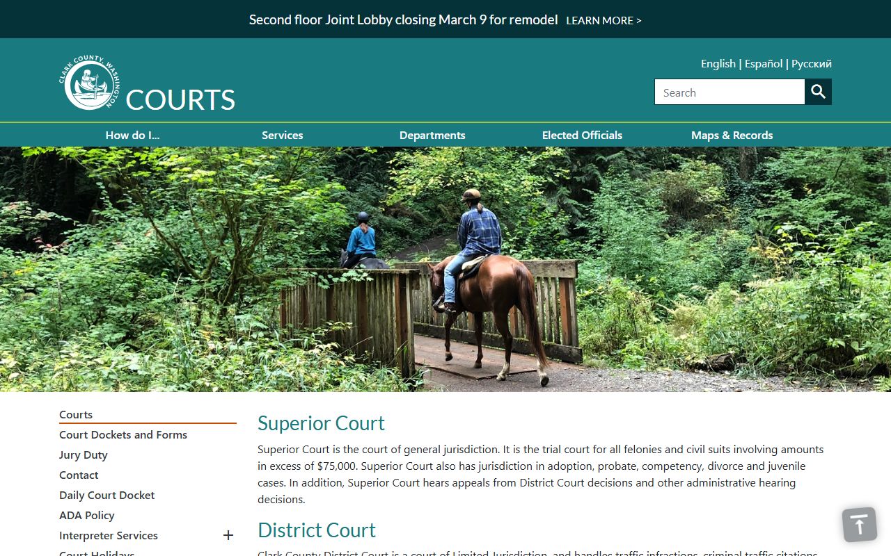 Clark County Released Inmates courts page