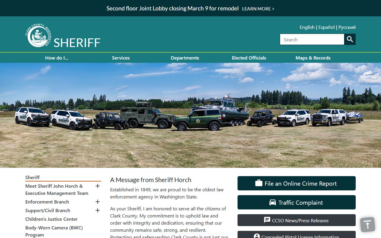 Clark County Released Inmates sheriff page