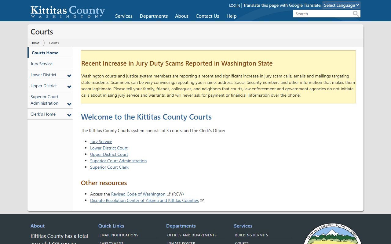 Kittitas County Released Inmates courts page