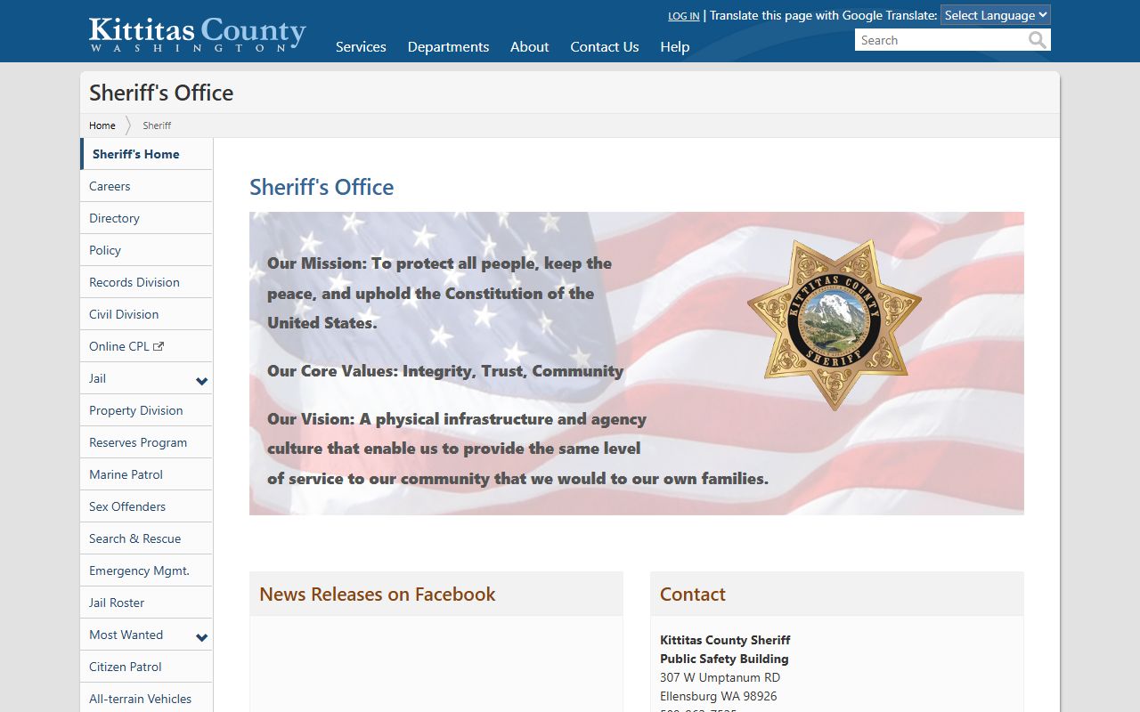 Kittitas County Released Inmates sheriff page