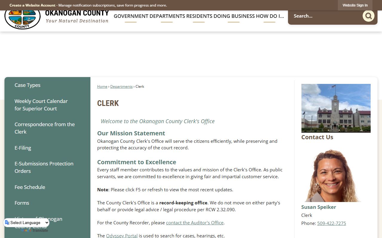 Okanogan County Released Inmates clerk page