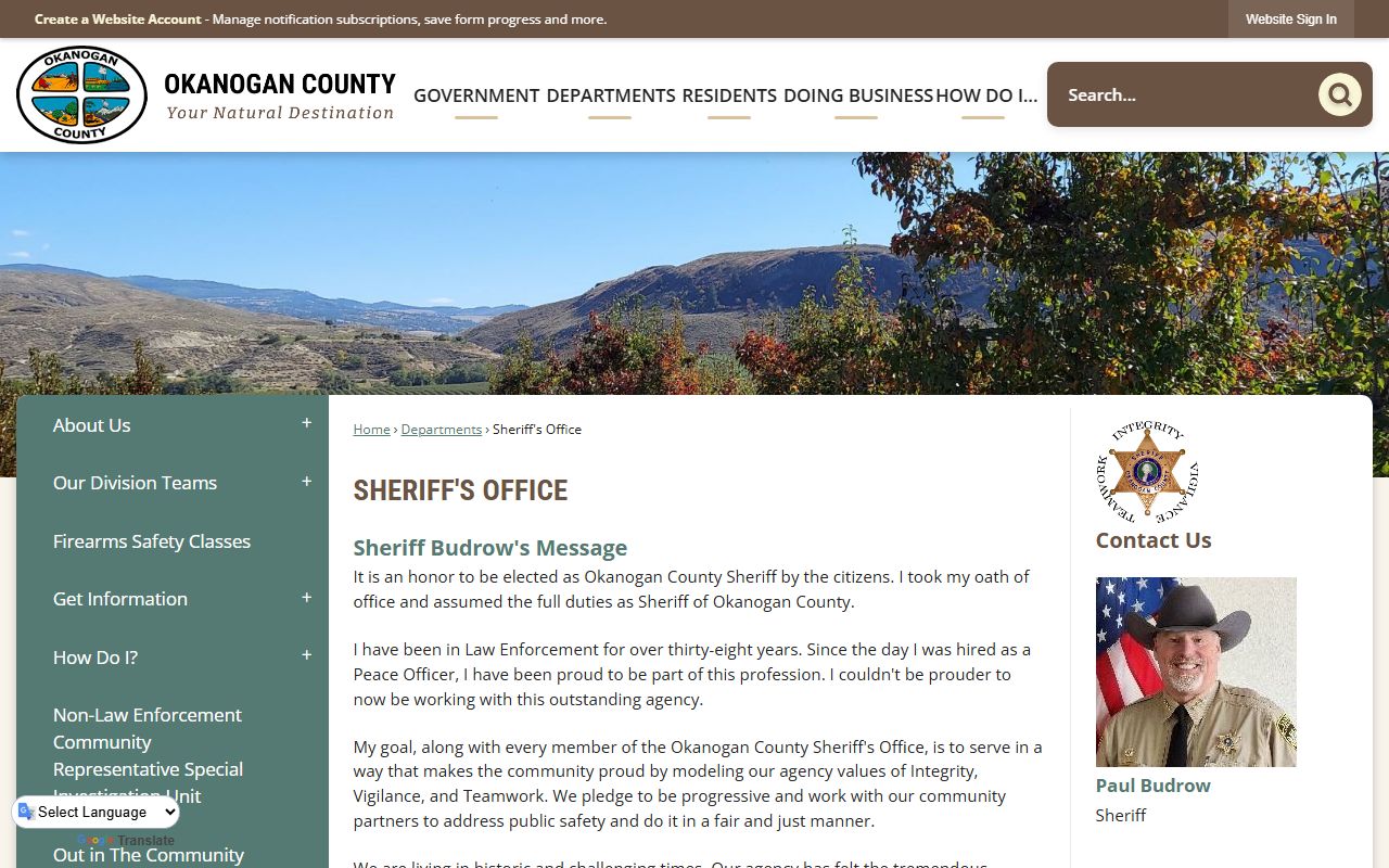 Okanogan County Released Inmates sheriff page