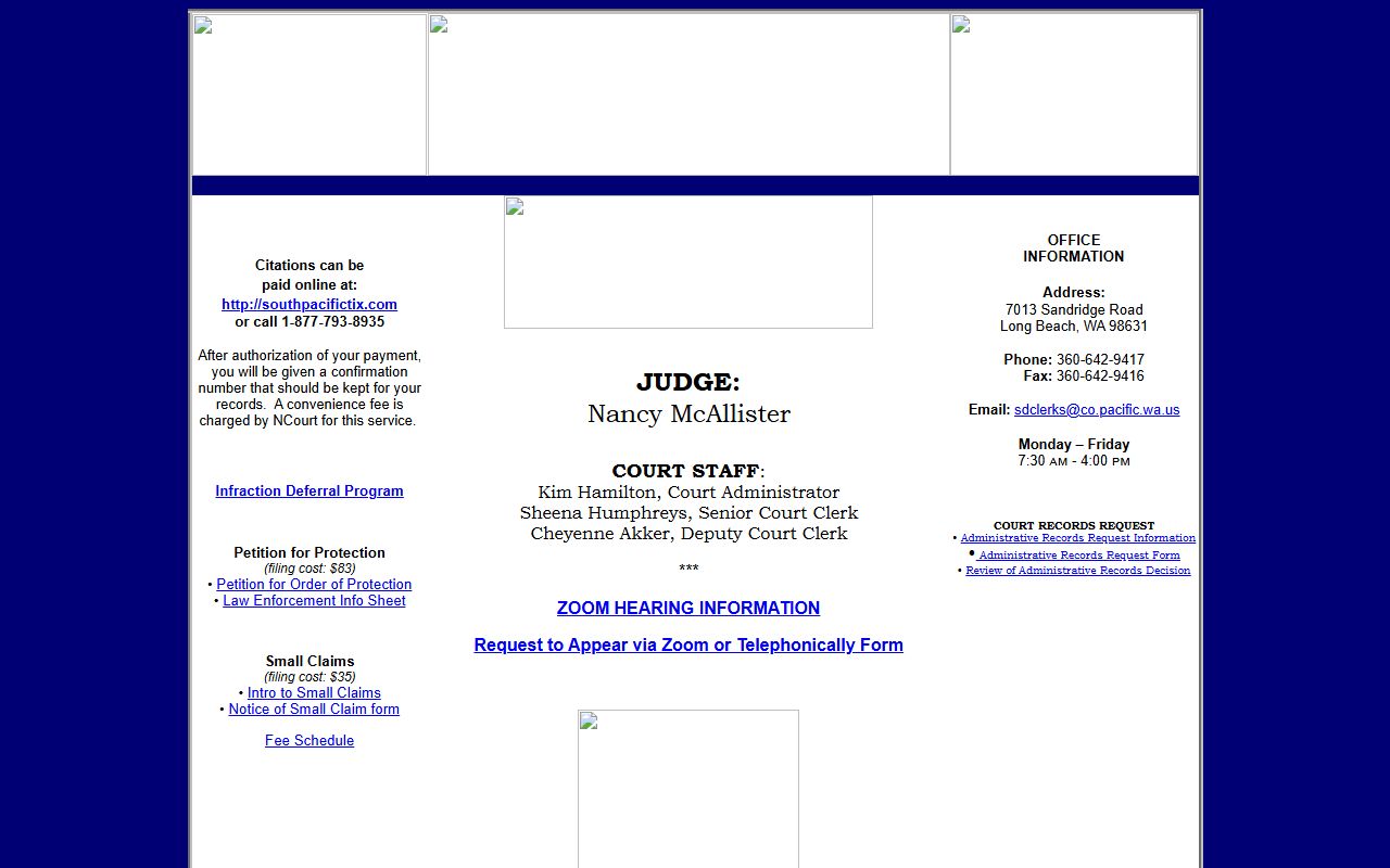 Pacific County Released Inmates courts page