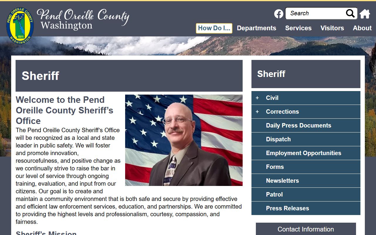 Pend Oreille County Released Inmates sheriff page