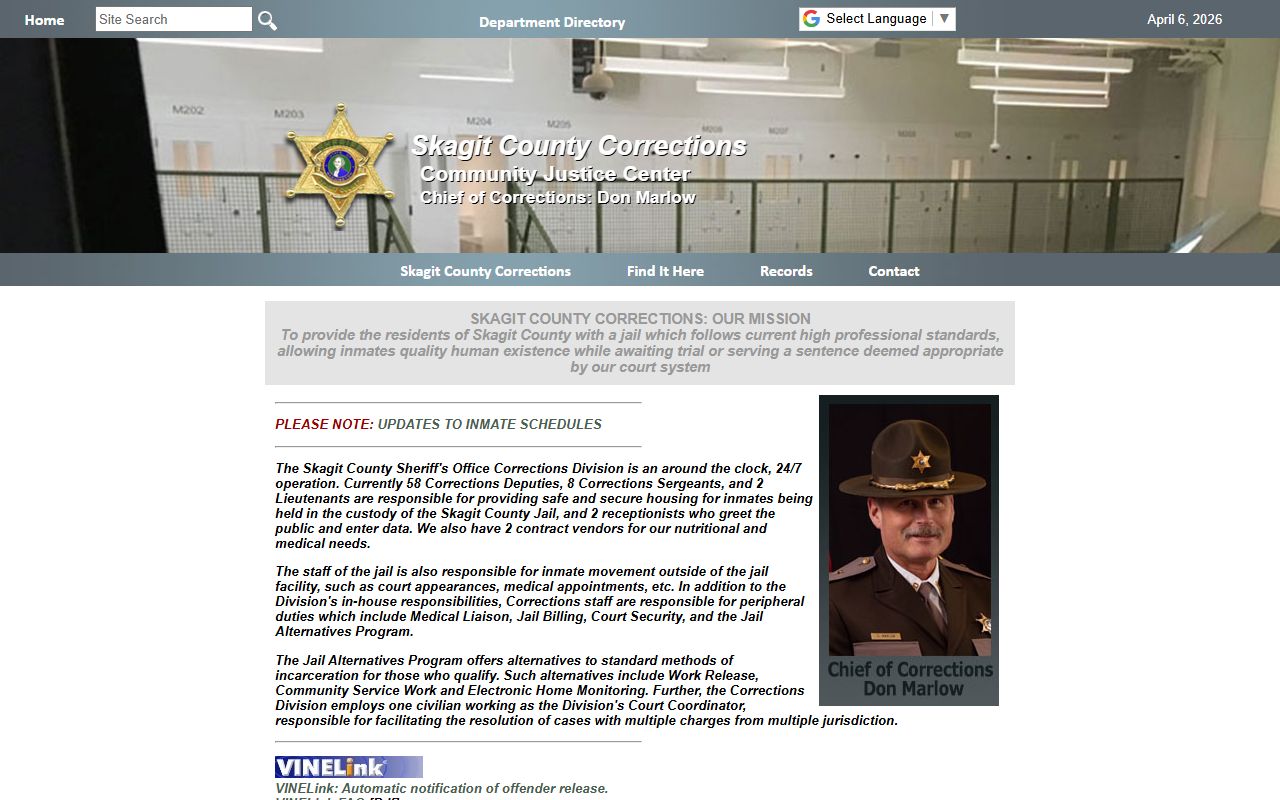 Skagit County Released Inmates jail page