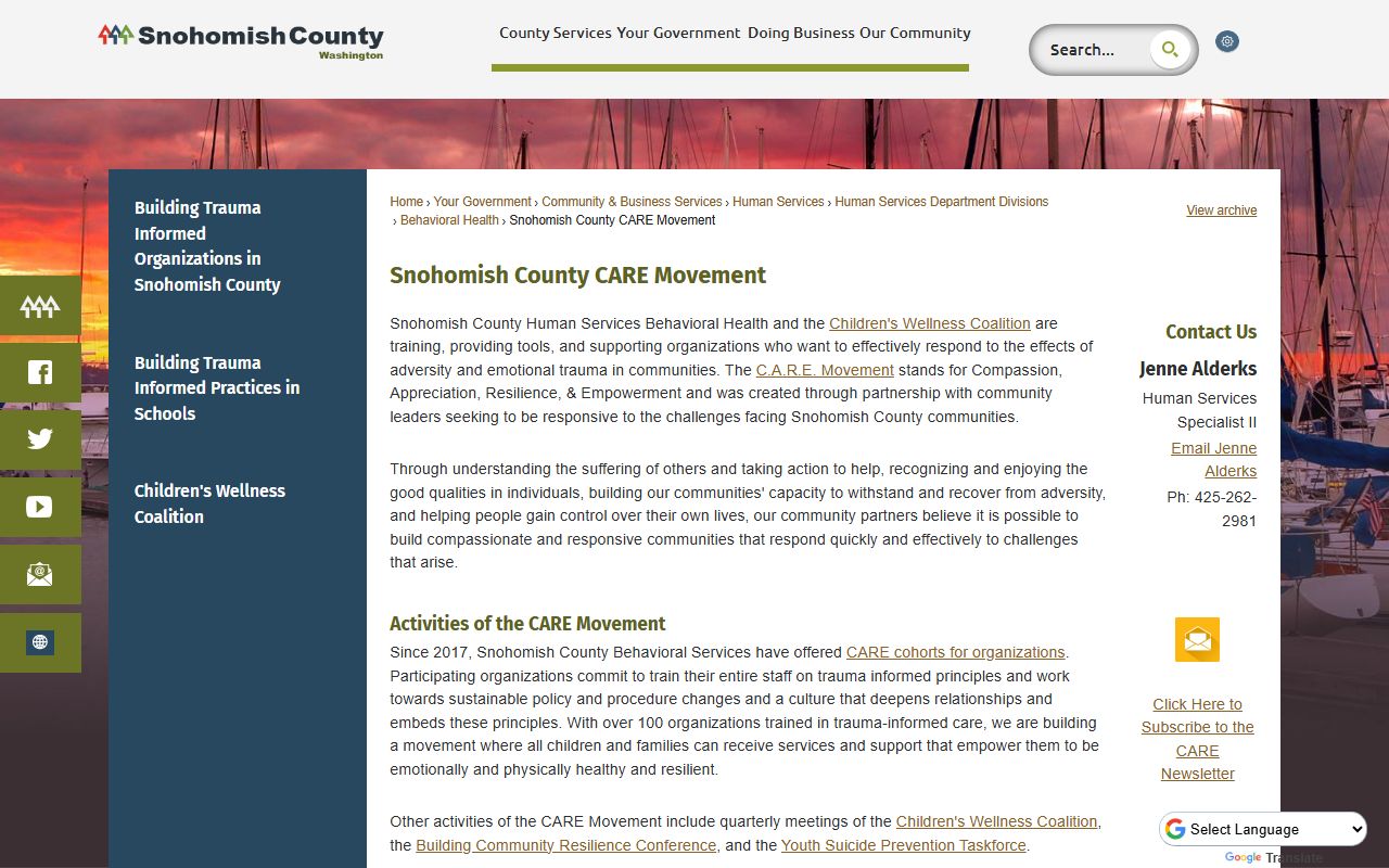 Snohomish County Released Inmates clerk page