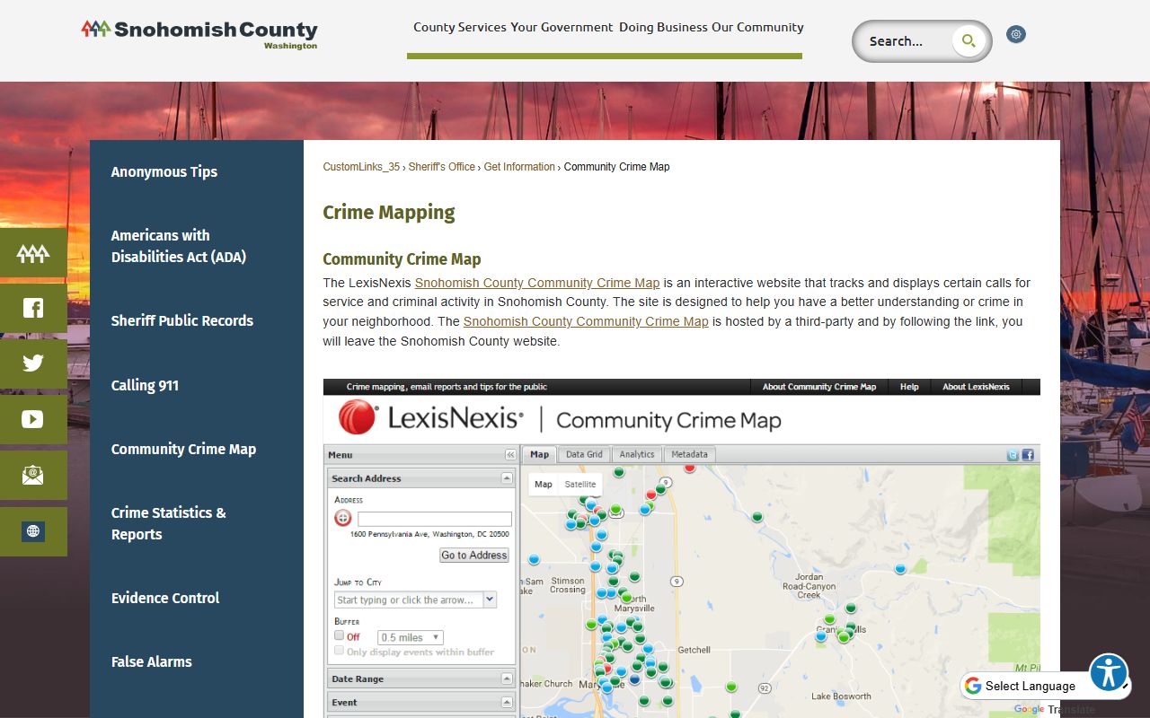 Snohomish County Released Inmates sheriff page