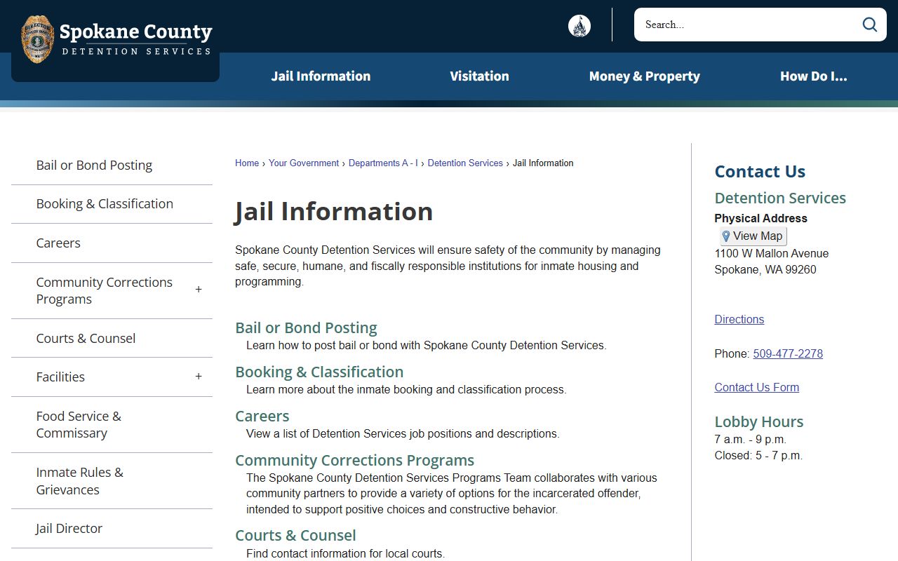 Spokane County Released Inmates jail information