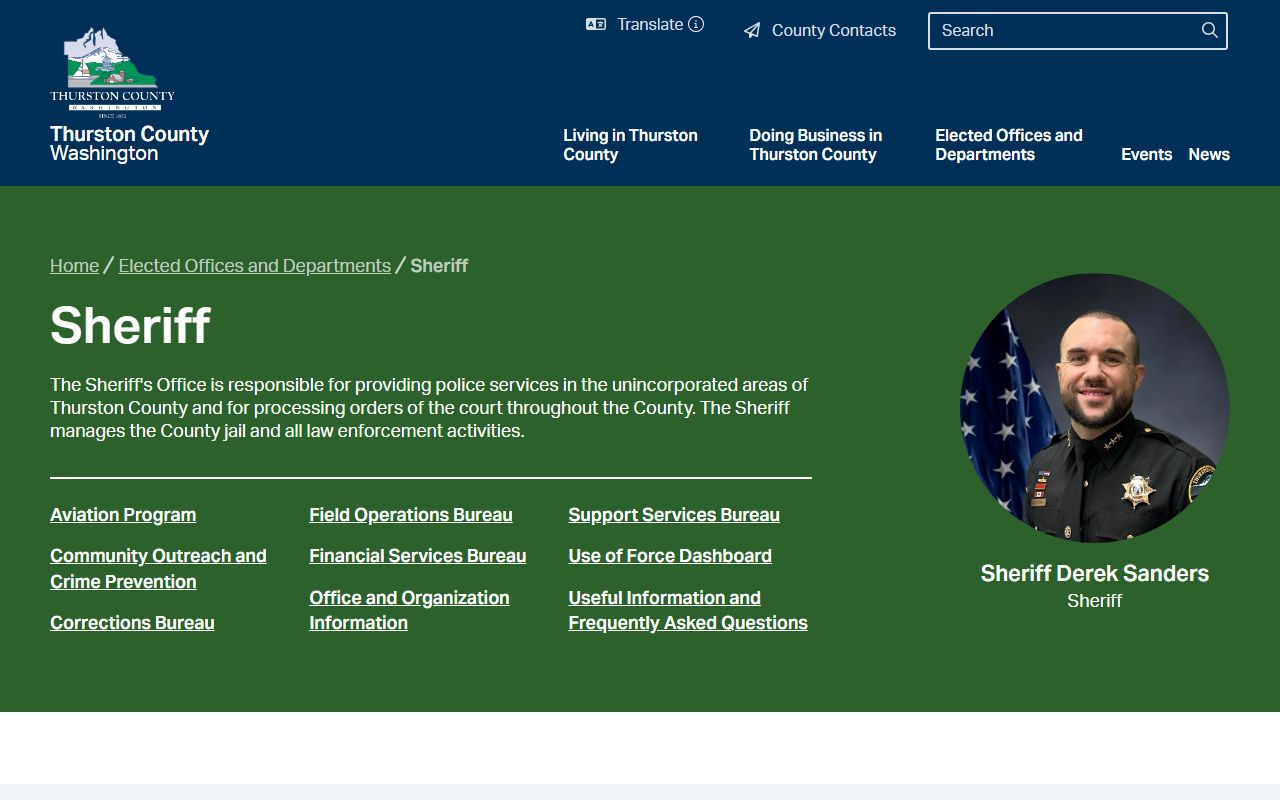 Thurston County Released Inmates sheriff page