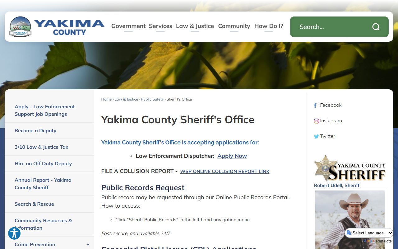 Yakima County Released Inmates sheriff page